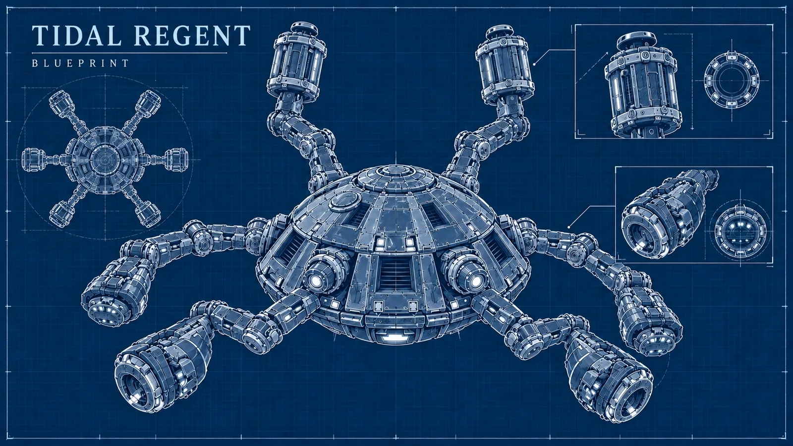 Tidal Regent. Marine fortress with articulated arms.