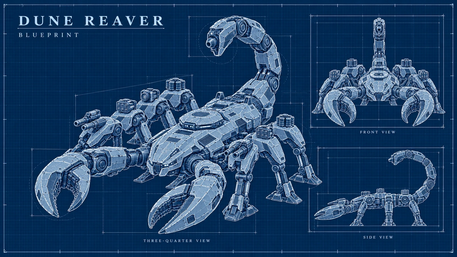 Dune Reaver. Mechanical scorpion with claws and a weaponised tail.